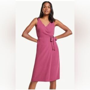 🌸 Ann Taylor Pink Faux Wrap V-Neck Sleeveless Dress – Size 4